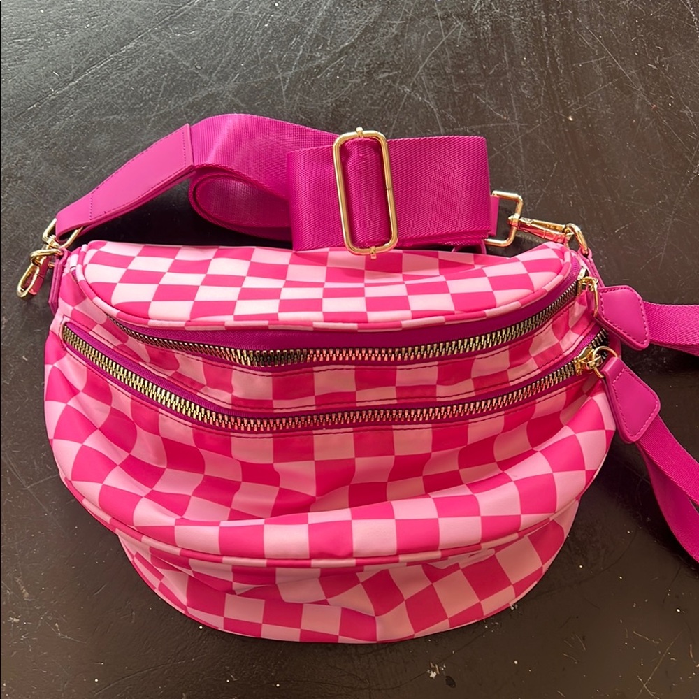 Pink Checkered Women's bum bag
